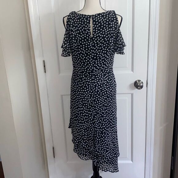 Neiman Marcus asymmetrical polka dot dress size 6 - Picture 6 of 12